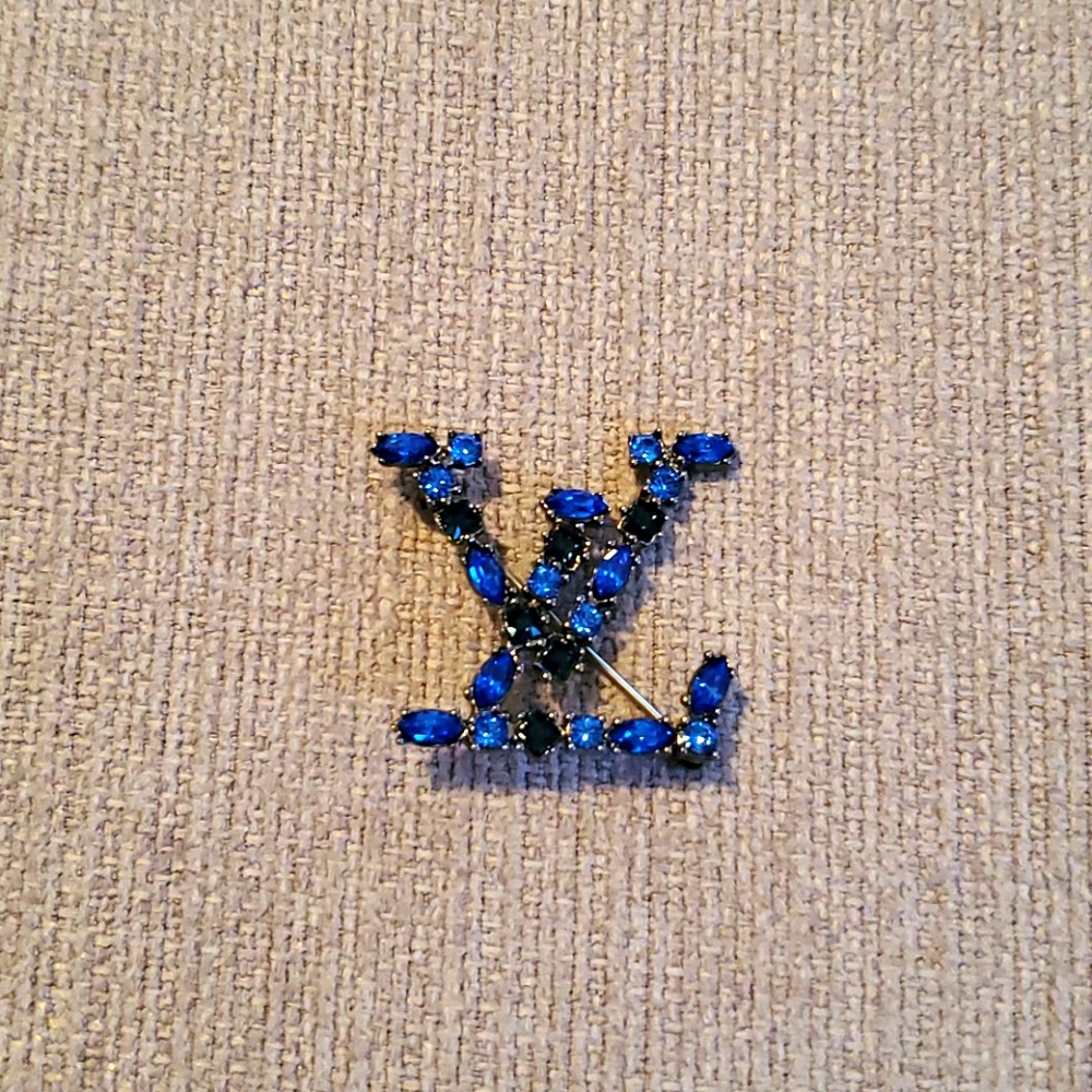 Louis Vuitton vintage blue rhinestones brooch